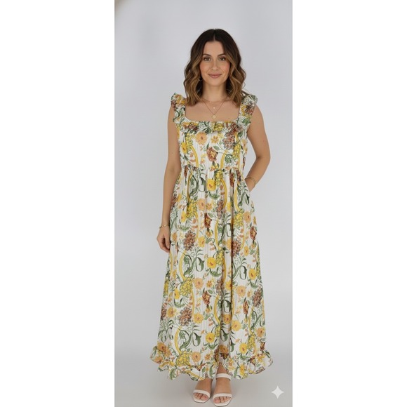 Donna Morgan Dresses & Skirts - Donna Morgan Yellow Chiffon Dress Womens 12 Garden Party CottageCore Spring Vibe